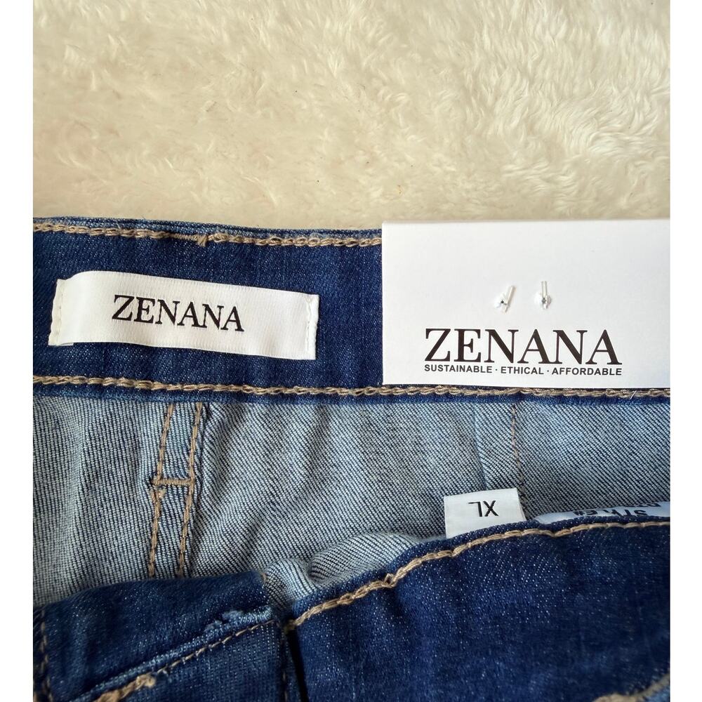 Zenana XL Dark Wash Raw Hem Wide Leg Crop Jeans NWT - Picture 7 of 8